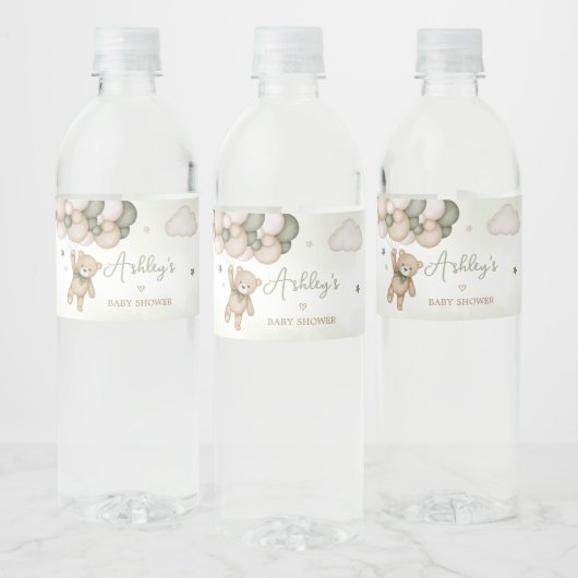 グリーンベアーバルーン赤ちゃんシャワー ペットボトルラベル (ボトル)