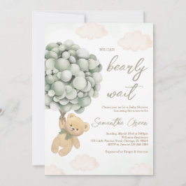 グリーンベアーバルーン赤ちゃんシャワー 招待状