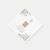 グリーンベアーバルーン1歳男女兼用誕生日 スタンダードカクテルナプキン (角)