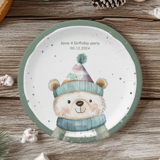 グリーンベア誕生日 | ウィンターワンダーランドパーティー ペーパープレート