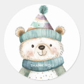 グリーンベア誕生日 | ウィンターワンダーランドパーティー ラウンドシール (正面)