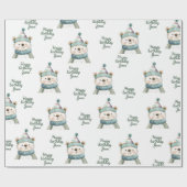 グリーンベア誕生日 | ウィンターワンダーランドパーティー ラッピングペーパー (フラット)