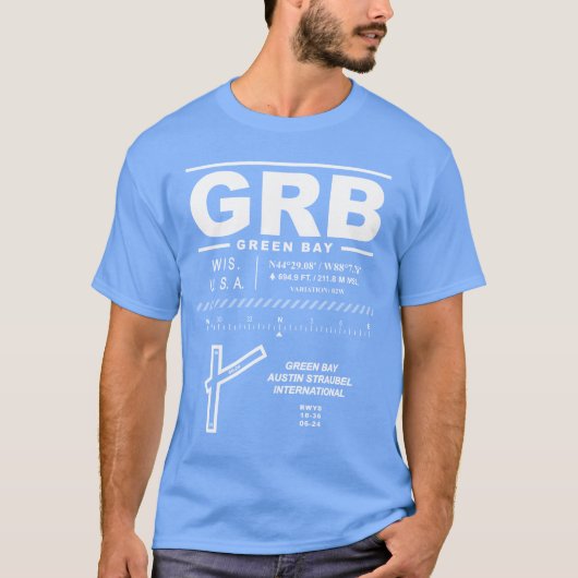 グリーンベイオースティンストラウベルインターナショナルエアポートGRB Tシャツ (正面)