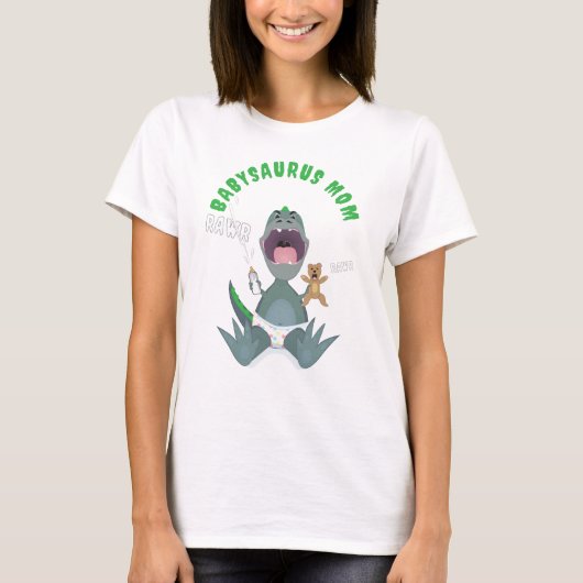 グリーンベイビーザウルス ママTレックス Tシャツ (正面)