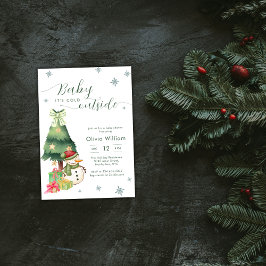 グリーンベイビー 寒いよ 外は雪だるま ベイビーシャワーパーティー 招待状