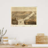 グリーンベイWI 1867アンティークパノラママップ ポスター (キッチン)