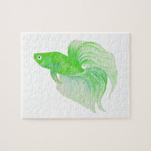 グリーンベッタの魚の水色 ジグソーパズル (横)