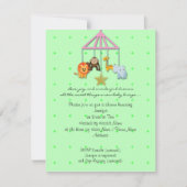 グリーンベビーアニマル移動ベビーシャワー招待状 招待状 (正面)