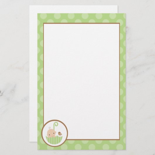 グリーンベビーインアンブレラ 便箋 (正面/裏面)