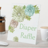 グリーンベビーイン開花ブランチおむつラッフル 台座サイン (インサイチュ)