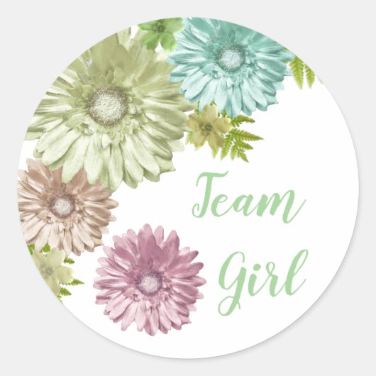 グリーンベビーイン開花ブランチシャワーチームガール ラウンドシール (正面)