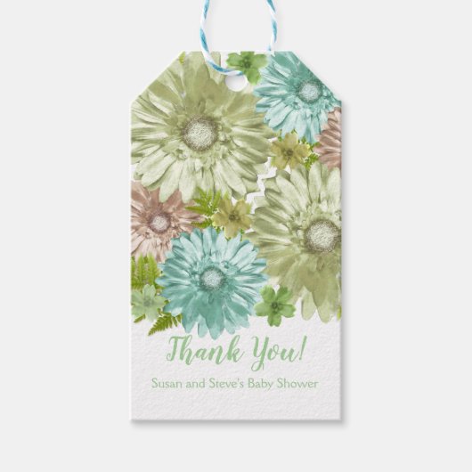 グリーンベビーイン開花ブランチシャワー ギフトタグ (正面)