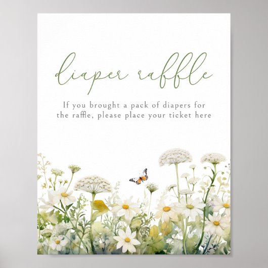 グリーンベビーイン開花ワイルドフラワーおむつラッフル ポスター (正面)