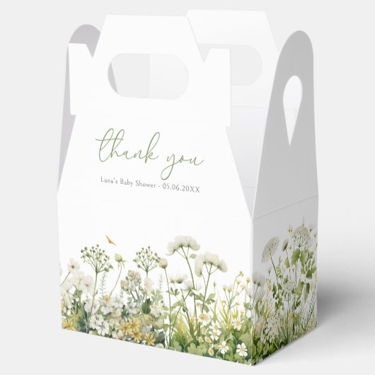 グリーンベビーイン開花ワイルドフラワーベビーシャワー切り妻 フェイバーボックス (オープン)