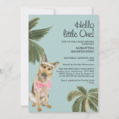 グリーンベビーシャワートロピックパームドイツ羊飼い犬 招待状 (正面)