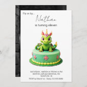 *~*グリーンベビードラゴンフォトAP88バースデーパーティー 招待状 (正面/裏面)