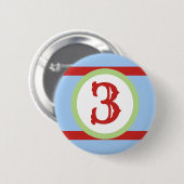 グリーンベビーブルー&レッドカスタム誕生日 缶バッジ (正面&裏面)