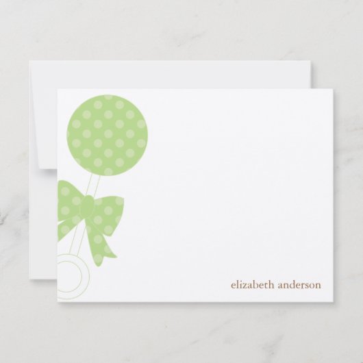 グリーンベビーラトルシャワーありがとう サンキューカード (正面)