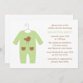 グリーンベビー装男女兼用置ベビーシャワー 招待状 (正面/裏面)