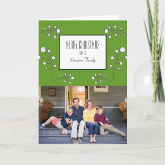 グリーンベリモダンーホリデーフォトカード シーズンカード (正面)