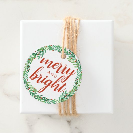 グリーンベリーリースメリー&ブライトクリスマス フェイバータグ (インサイチュ)