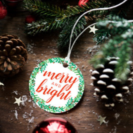 グリーンベリーリースメリー&ブライトクリスマス フェイバータグ