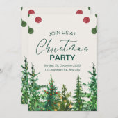 グリーンベージュウィンタークリスマスパーティの招待状 招待状 (正面/裏面)