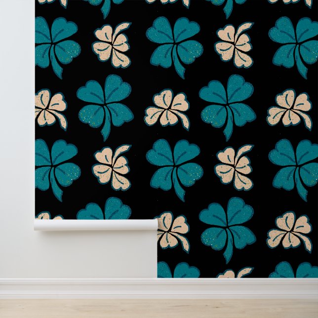 グリーンベージュクローバーシャムロック手描き模様 壁紙 (アプリケーション)