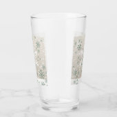 グリーンベージュスノーフレークスラブピースジョイホリデー タンブラーグラス (右)