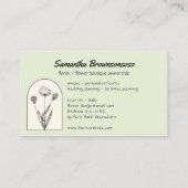 グリーンベージュダンデエレガントリオンフラワーフローリスト 名刺 (裏面)