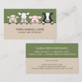 グリーンベージュファーム動物獣牛の牛の羊ヤギ豚 名刺 (正面/裏面)