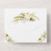 グリーンベージュフローラ結婚式の招待RSVPすべて1で オールインワン招待状 (裏面)