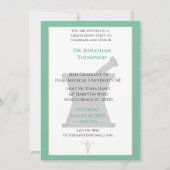 グリーンベージュモルタルペスル薬学卒業 招待状 (正面)