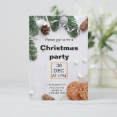 グリーンベージュレッドエステティッククリスマスパーティー 招待状 (スタンド正面)