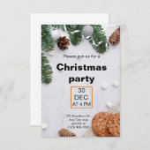 グリーンベージュレッドエステティッククリスマスパーティー 招待状 (正面/裏面)