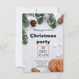 グリーンベージュレッドエステティッククリスマスパーティー 招待状