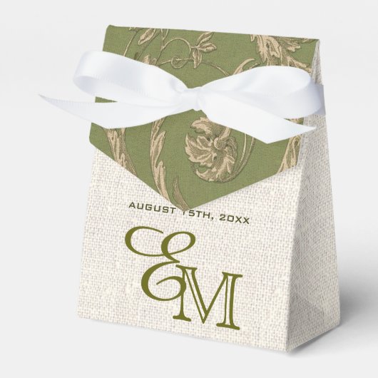 グリーンベージュヴィンテージパター結婚ンラップ フェイバーボックス (正面サイド)