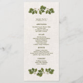 グリーンベージュ葉ヴィンテージオーク結婚のメニューカード メニュー (正面)