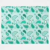 グリーンペイズリー毛布 フリースブランケット (正面(横))