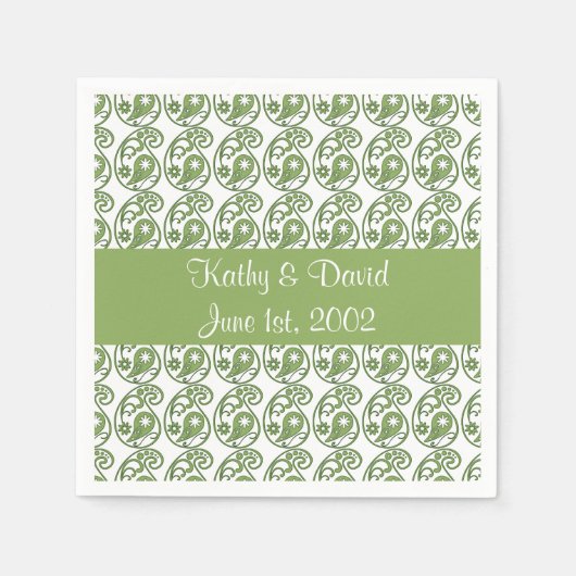 グリーンペイズリー(結婚式) スタンダードカクテルナプキン (正面)