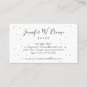 グリーンペストリーバッグケーキベイカーパティスリーシェフ 名刺 (裏面)