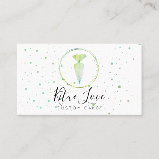 グリーンペストリーバッグケーキベイカーパティスリーシェフ 名刺 (正面)