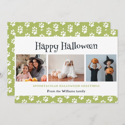 グリーンペットポーズフォトハッピーハローウィン シーズンカード (正面/裏面)