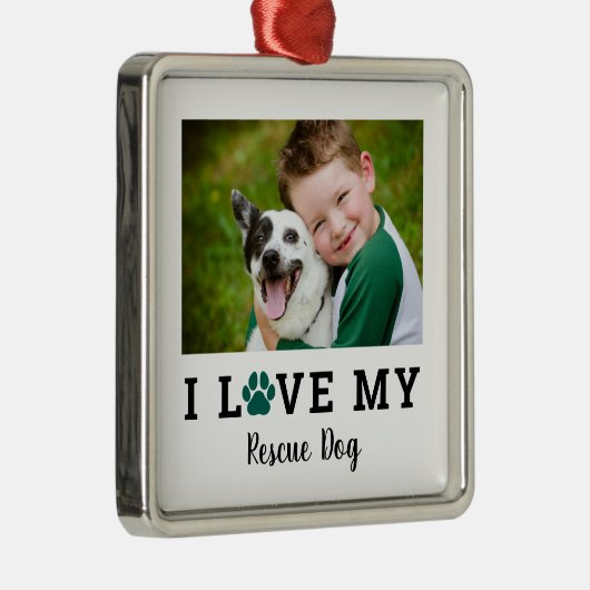 グリーンペットポープリントカスタムドッグブリードフォト メタルオーナメント (右)