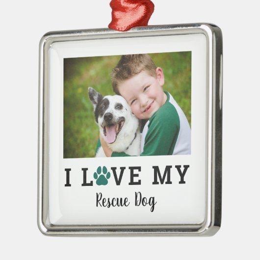 グリーンペットポープリントカスタムドッグブリードフォト メタルオーナメント (左)