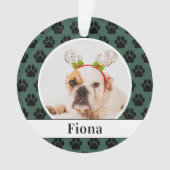 グリーンペットポープリントカスタムドッグ名写真 オーナメント (正面)