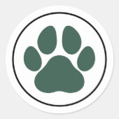 グリーンペットラバーポープリントホリデー ラウンドシール (正面)