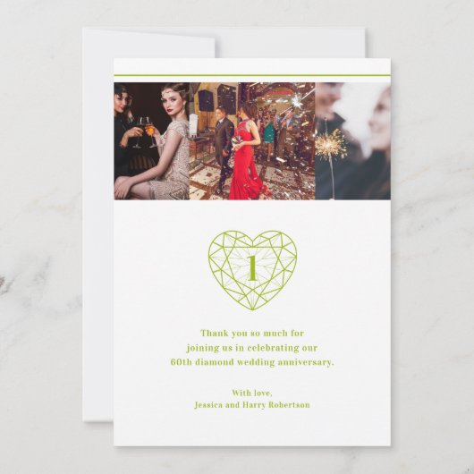 グリーンペリドットハート記念日1年の写真 サンキューカード (裏面)