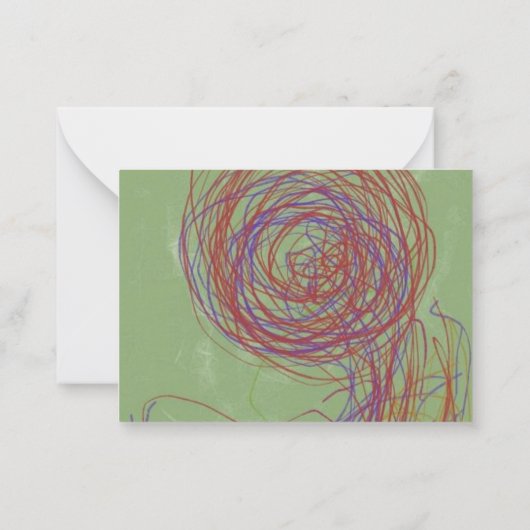 グリーンホエールヤエイ抽象芸術アートデザイン ノートカード (裏面)