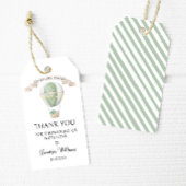 グリーンホットエアバルーンアドベンチャーが赤ちゃんのシャワーを待つ ギフトタグ